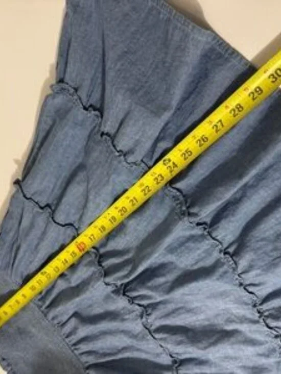 Bohemian western coastal, cowgirl, whimsical Denim smock mini dress - Picture 2 of 5